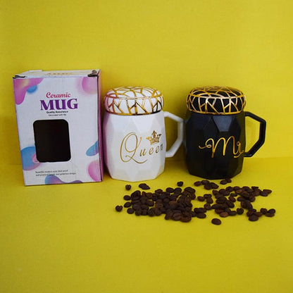 Queen & Mr. Geometric Design Ceramic Tea Cup Coffee Mug Travel Mug. (Price for 1 piece)