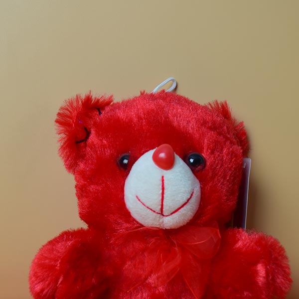 Cute Looking Little Red Teddy Bear with Bow Soft Toy for Kids