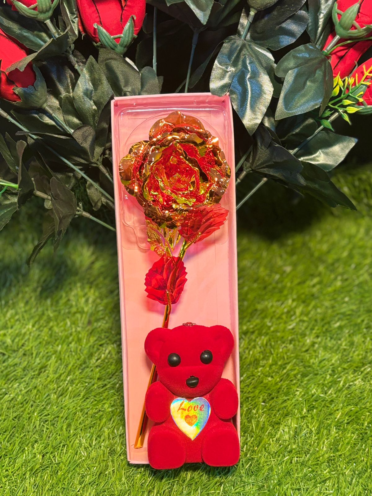 Valentine Artificial Flower with Teddybear